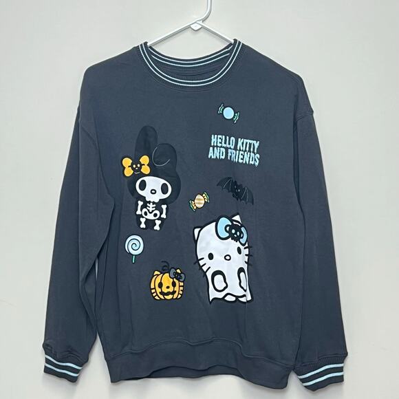 RARE Sanrio Hello Kitty Halloween Sweatshirt Print Front Back Pullover M - Picture 1 of 4